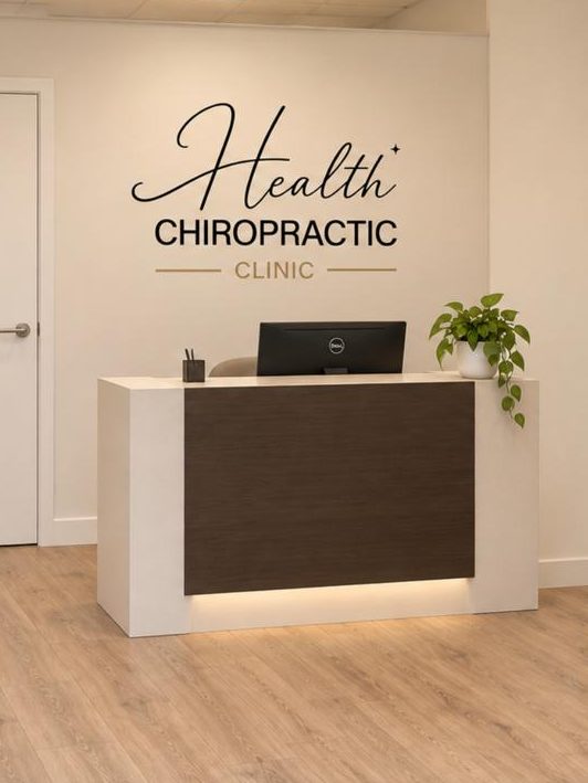 The reception and waiting area at Health Chiropractic Clinic